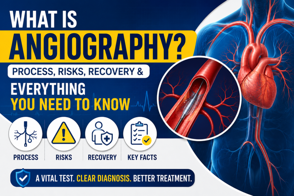 What is angiography process risks and recovery